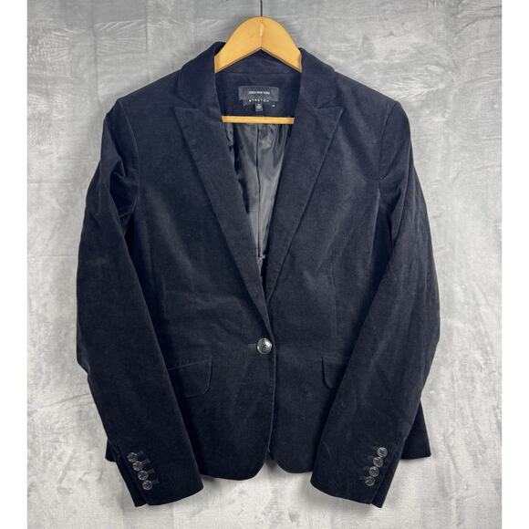 Jones New York Womens Blazer Jacket Black Velvet Velour Size 12 Stretch - Picture 1 of 11